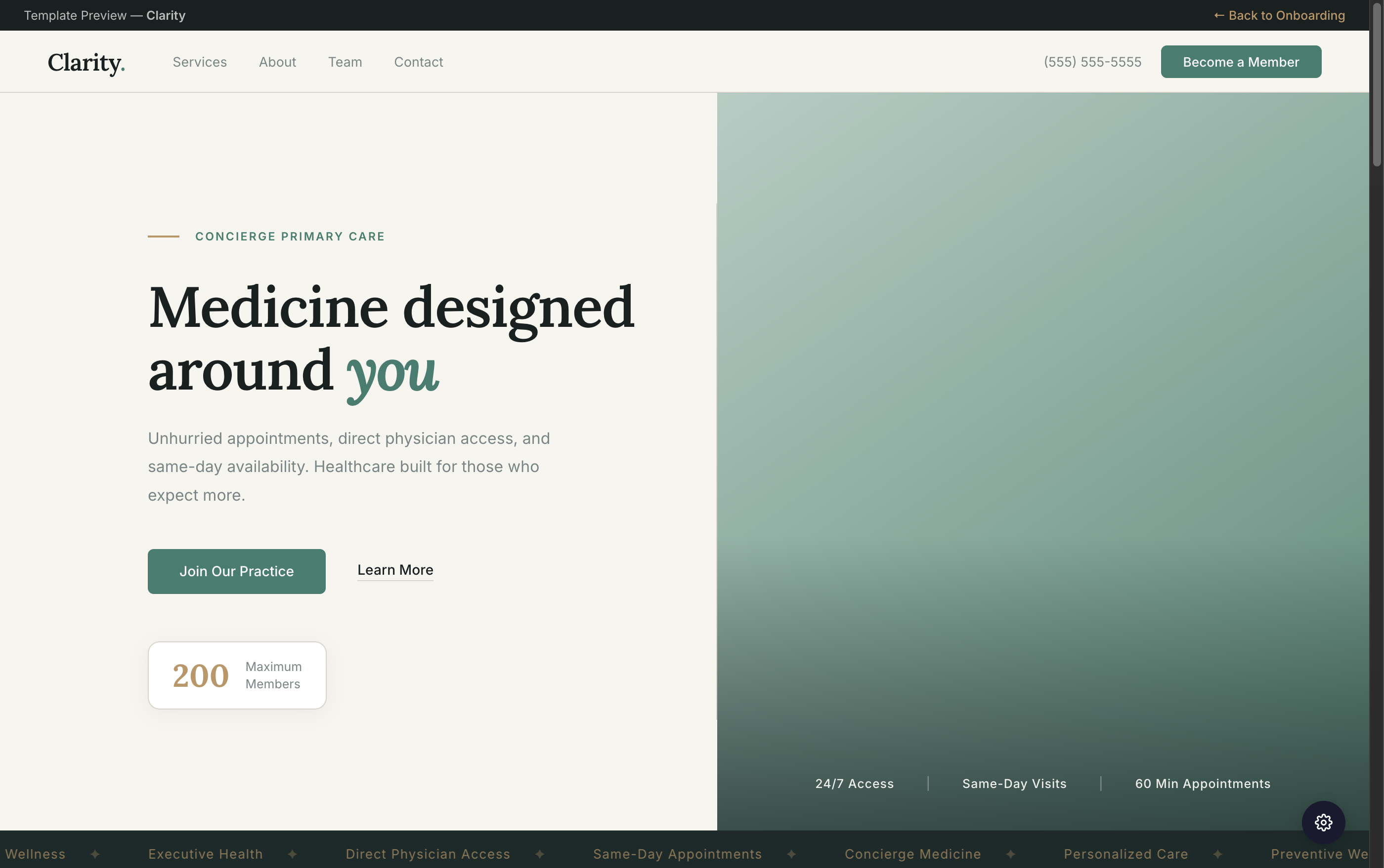 Clarity template preview