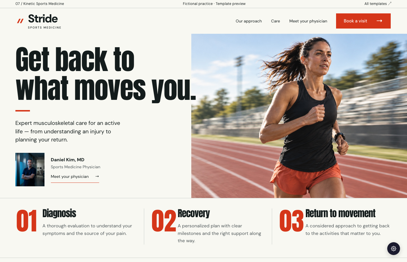 Kinetic Sports Medicine website preview