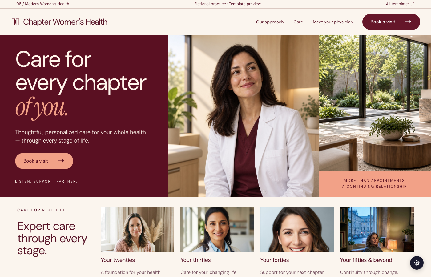 Modern Women’s Health website preview