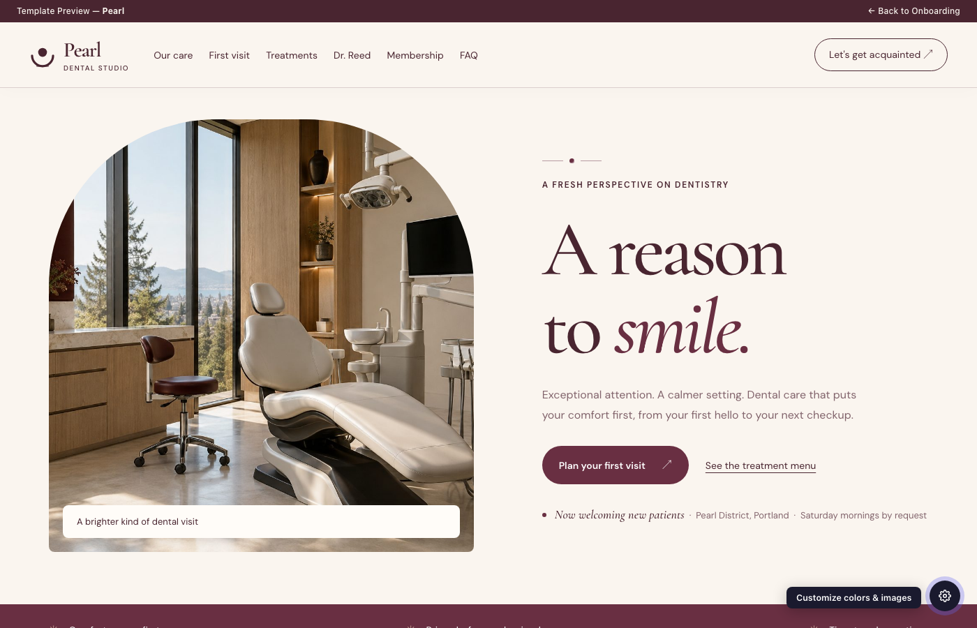 Pearl website preview