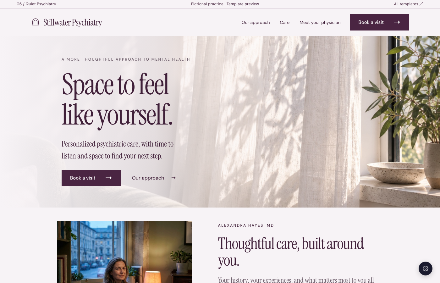 Quiet Psychiatry website preview