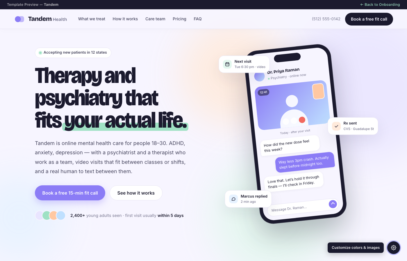 Tandem website preview