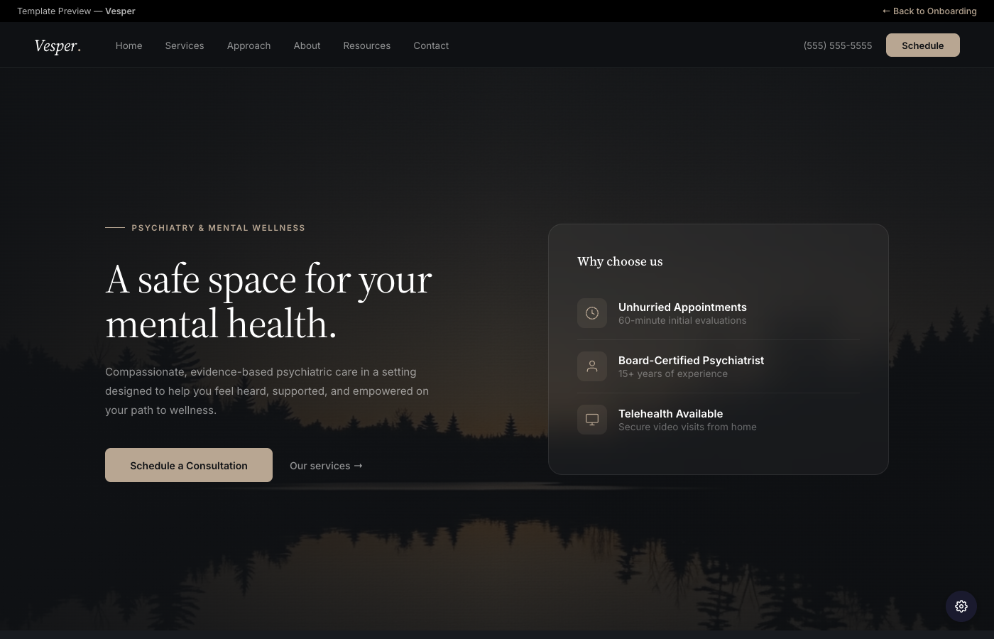 Vesper template preview